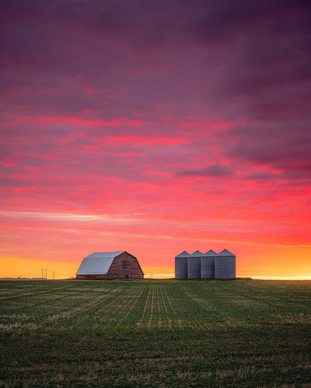 Sunset over the Saskatchewan prairie near Clavet